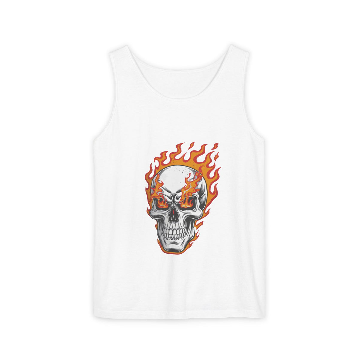 Flaming Skull Tank Top — Retro Biker Rock Graphic Tank